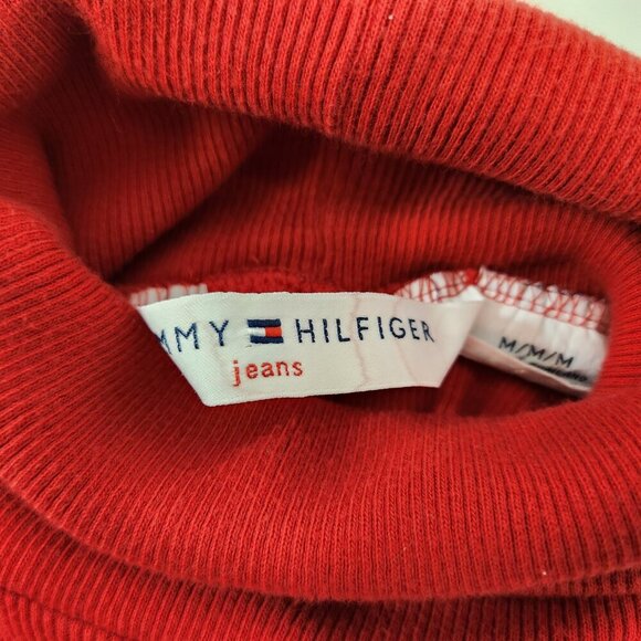 Tommy Hilfiger Jeans Red Turtleneck Y2K Womens Medium - Picture 9 of 10
